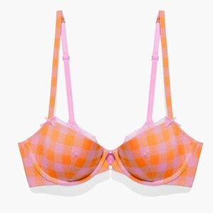 Savage X Fenty Gingham Remix Unlined Plunge Bra - Size 36B